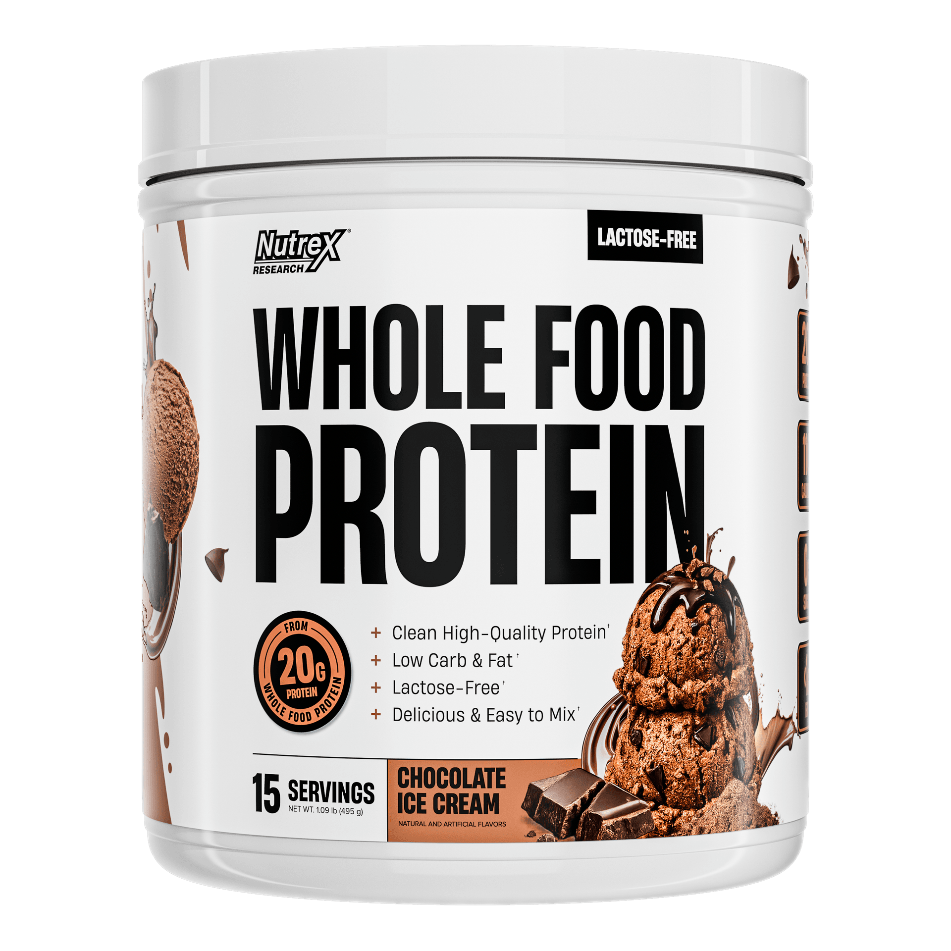 Whole Food Protein Chocolate Ice Cream · 15 Servings Nutrex Essential Colombia