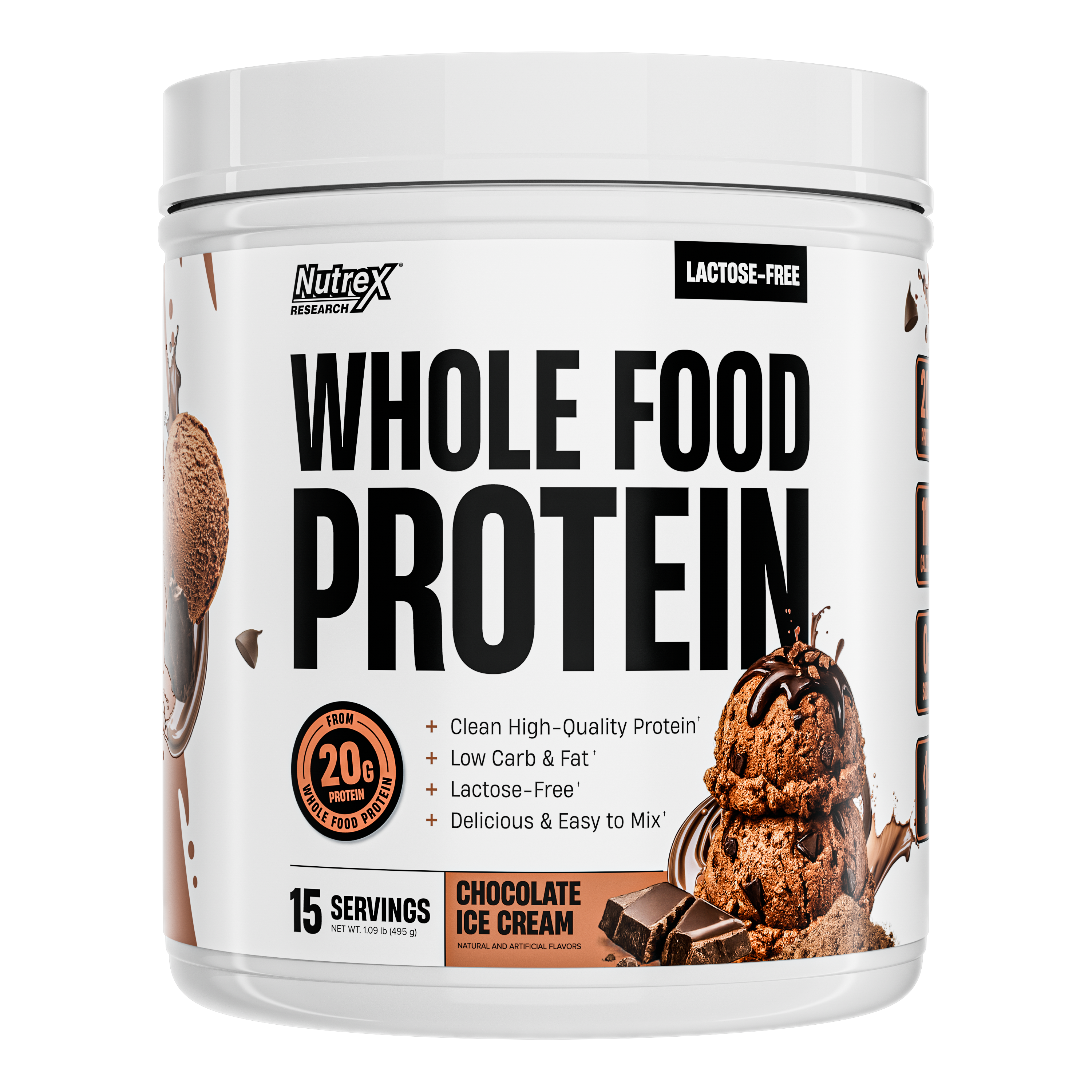 Whole Food Protein Chocolate Ice Cream · 15 Servings Nutrex Essential Colombia